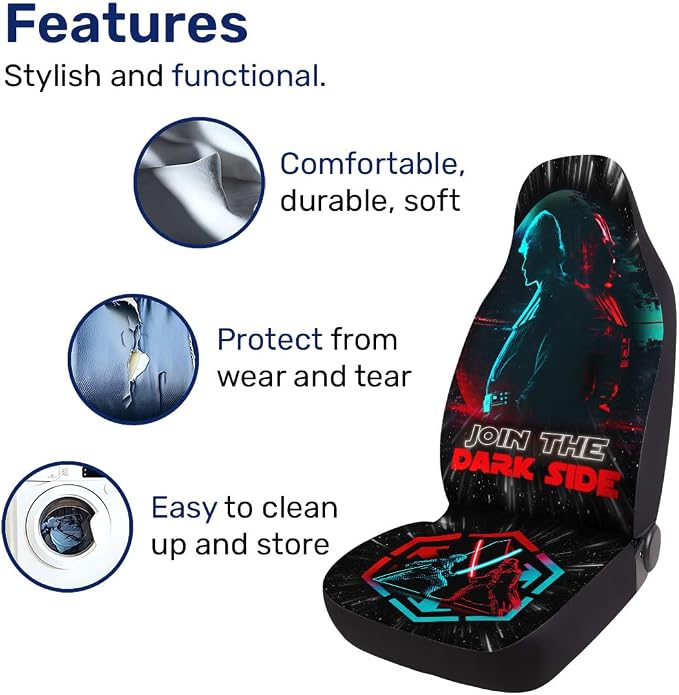 GENANY Dark Galaxy Figure Car Seat Covers, 2-Piece Front Seat Set | 2-piece polyester front seat cover set, each 49.5 x 19.6 inches, with adjustable straps and hooks - Image 5
