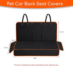 Car Back Seat Cover, Waterproof Non-Slip Pet Rear Seat Protector with Side Flaps, Scratchproof Oxford Cloth Pet Bench Backseat Cover for Most Vehicles, Car Accessories (Black & Orange) - Image 2