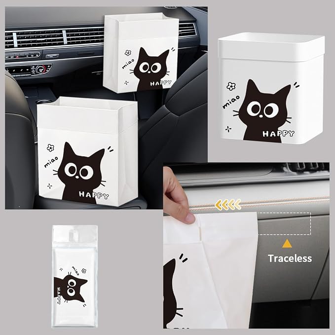 30Pcs Disposable Car Garbage Bin Bags Easy Stick-On Leakproof Vomit Bag Smell-Proof Hanging Storage Bag, for Cars, Kitchens, Travel, Study Room, Office, Camping, Bedroom - Image 4