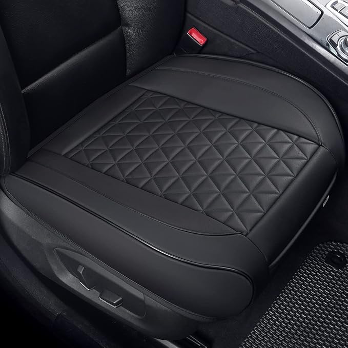 Black Panther Luxury Faux Leather Car Seat Cover Front Bottom Seat Cushion Cover, Anti-Slip and Wrap Around The Bottom, Fits 95% of Vehicles - 1 Piece,Black by Black+Panther