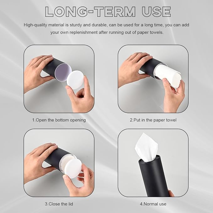 4 PCS Car Tissue Holder, Travel Tissues Packs Round Paper Napkins Container with Papers Inside, Paper Towel Cylinder Fits Automotive Cup Holder, Interior Car Accessories (Wood) - Image 5