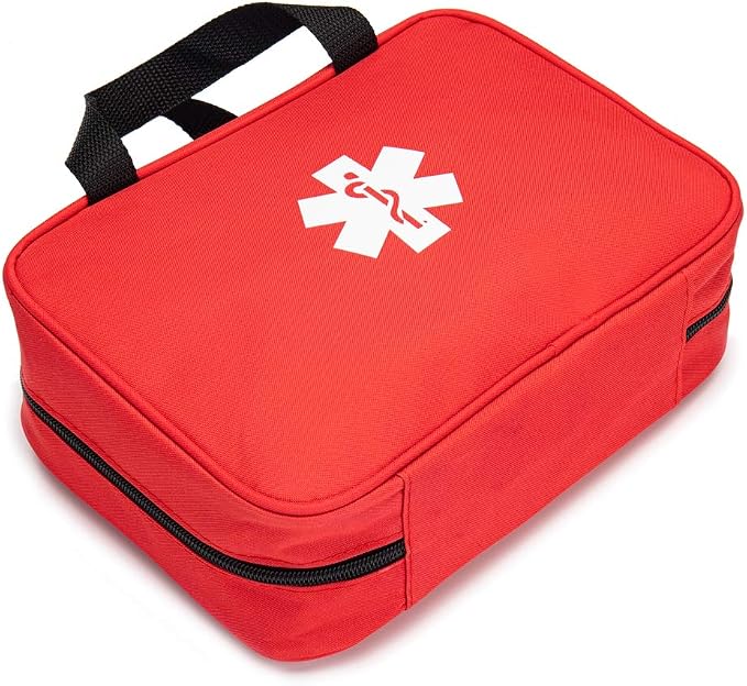 Red First Aid Bag Empty Travel Rescue Pouch First Responder Storage Medicine Emergency Bag for Car Home Office Kitchen Sport Outdoors (Red with Folders) - Image 2