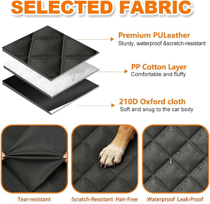 Dog Car Door Protector, 2 Pcs PU Leather Pet Car Door Cover, Waterproof & Scratch Resistant Dog Car Door Guard with Insert Flap Secure Fixation for SUV, Truck, Sedan - Image 6