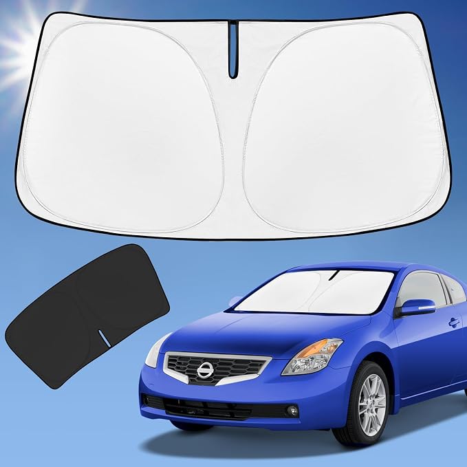 Sun Shade Sunshade for Nissan Altima 2008-2012 Windshield Cover | 4-Layer Front Window Shade Custom fit Altima Sun Visor 240T Retractable Sun Shield Blocks UV Rays Cooler Car Accessories by ZOIBVCARSUNSHADE