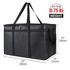 Bodaon 3-Pack Insulated Food Delivery Bag for Hot and Cold Meal, XXXL, Black, Grocery Tote Insulation Bag for Catering, Large Pizza Warmer - Image 2