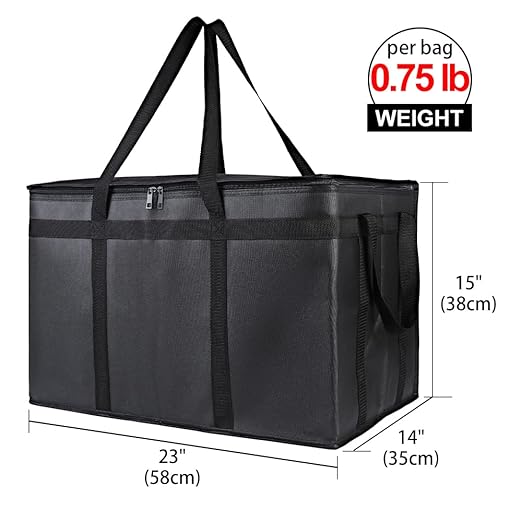 Bodaon 2-Pack Insulated Food Delivery Bag, XXXL Grocery Cooler Bag, Black | Catering Tote Insulation Bag for Hot and Cold Meal, Large Capacity Reusable Pizza Warmer Carrier for Picnic/Rideshare/Drivers - Image 2