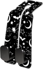 Car Seat Headrest Hook, Universal Leather Cute Hanger Holder Hook, Storage Organizer Interior Accessories for Purse Bags Handbag Black Cute Bats Moon by NUGGHU