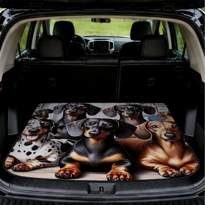 Car Trunk Mat for SUV, 29"x39" Dog Dachshunds Cargo Liner Protector | All Weather Universal Cargo Liners for Dogs, Car Accessory for SUVs/Sedan/Wagons, Durable Non-Slip Washable Rear Cargo Mat by Unknown