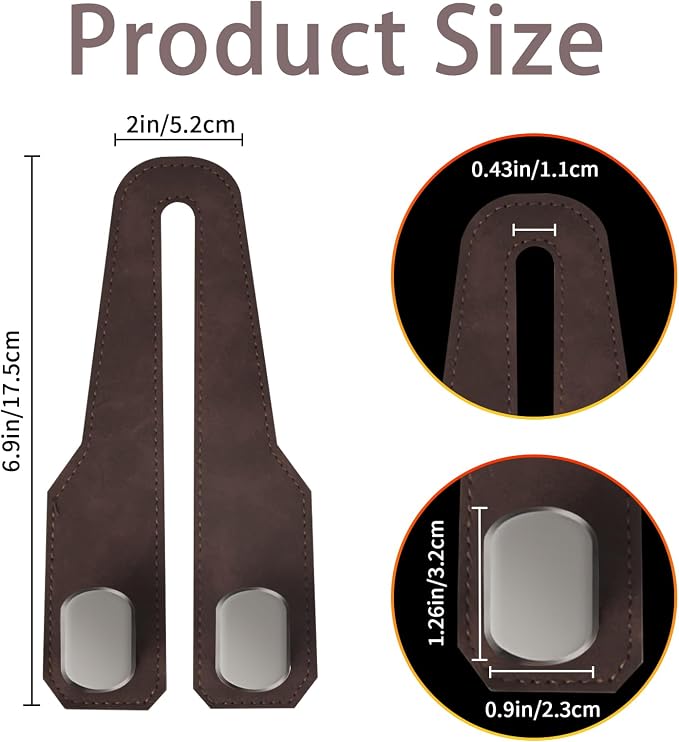 2 Pack Car Seat Headrest Hooks for Purses and Bags, Car Purse Holder With Double Metal Hooks, Headrest Back Seat Handbags Hook, Universal Car Purse Hanger, Cute Car Hanging Accessories, Brown - Image 3