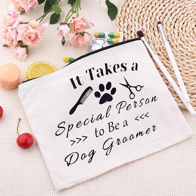 Sisadodo Dog Groomer Christmas Brithday Gifts for Women Men Dog Hairdresser Storage Bags for Dogs Groomers Canvas Cosmetic Makeup Bag Pouch Hair Stylist Travel Toiletry Bag with Zipper - Image 5