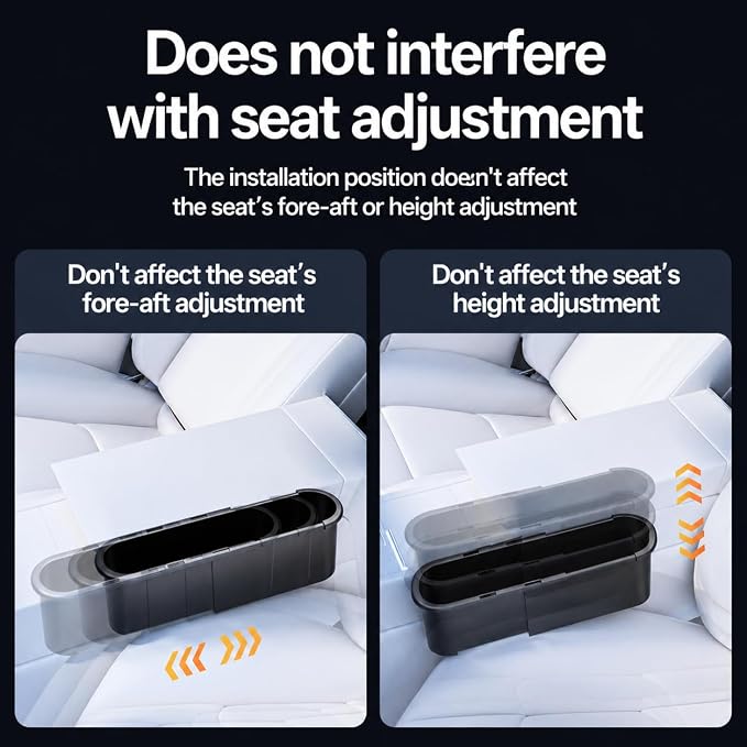 2-Pack Expandable Car Seat Gap Organizer, Adjustable 185-265mm | Driver & passenger side pockets, sliding gap storage box, fits phone keys wallet, seat gap filler set, stop drops - Image 5