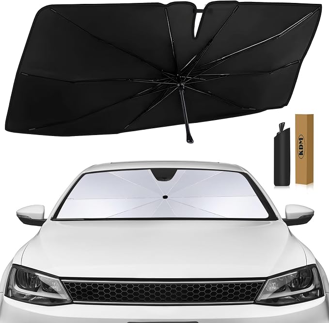 KDM Umbrella Style Windshield Sun Shade Fit for 2010-2023 Toyo-ta 4Runner | Foldable Front Windows Sunshade Visor Protector Blocks UV Rays Heat,5 Layer by KDM