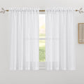 RYB HOME White Semi Sheer Curtains for Small Window 45 inches Long | Light Filtering Privacy, Boho Country Rustic, Kitchen Cafe Bathroom RV Camper, Rod Pocket, White, W52 x L45, Set of 2 by RYBHOME