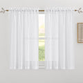 RYB HOME White Semi Sheer Curtains for Small Window 45 inches Long | Light Filtering Privacy, Boho Country Rustic, Kitchen Cafe Bathroom RV Camper, Rod Pocket,White, W34 x L45, 2 Panels by RYBHOME