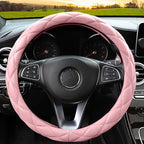 YHONGJT Soft Microfiber Leather Steering Wheel Cover, Universal 15 Inch for Women Girls, Fit Vehicles, Sedans, SUVs, Vans, Trucks - Light Pink - Image 2