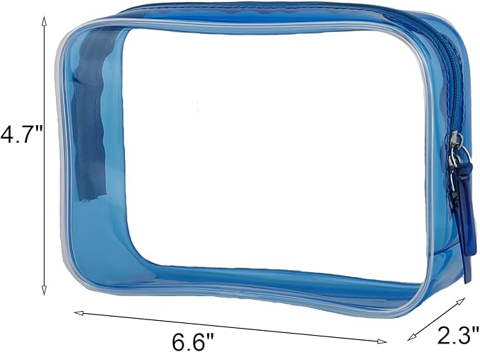 Buminee Navy Blue Clear Pouch Small, 6.6"x2.3"x4.7" TSA Approved Toiletry Bag - Clear Travel Bags for Toiletries and Cosmetics - 1 Pack - Image 2