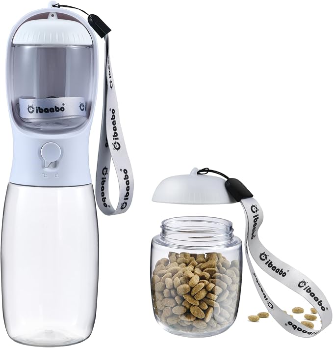 Cibaabo Dog Water Bottle Portable with Food Container & Filter for Travel | Feeding & Hydration | Travel Water Bowl | Portable Pet Dispenser | Dog Gifts | Puppy Essentials | for Hiking Camping Beach by Cibaabo
