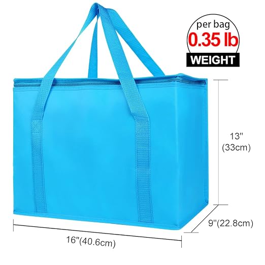 Bodaon 1-Pack Insulated Reusable Grocery Shopping Bags, X-Large Picnic Cooler Bag with Top Cold, Blue - Image 2
