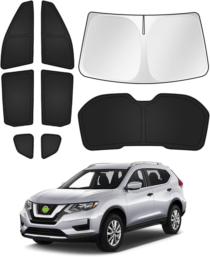 Canvcle Sunshades for 2014-2020 Nissan Rogue (Not for Rogue Sport) Accessories Windshield Sun Shade Side Rear Window Shade Cover Sun Visor Shield Privacy Protection Keep Vehicle Cool Black 8PCS by Canvcle