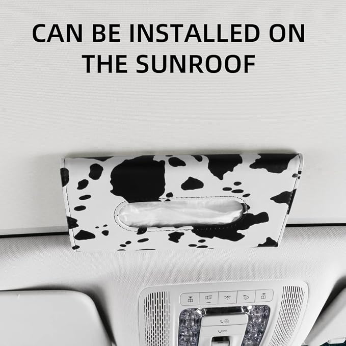 Cow Print Car Accessory for Women, Premium Tissues Holder, Car Napkins Box | Effortless Paper Refill, Chic Interior Decor, Cute Car Essentials for Women, Napkin Dispenser Fits SUV, Car & Truck - Image 5