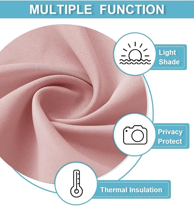 RYB HOME Kitchen Blackout Window Curtains Over Sink 36 inch Length | Summer Light UV Blocking, Energy Efficient, Cabinet Shelf Cupboard Blinds Window Coverings, W29 x L36, Peach Blush, 2 Panels - Image 4