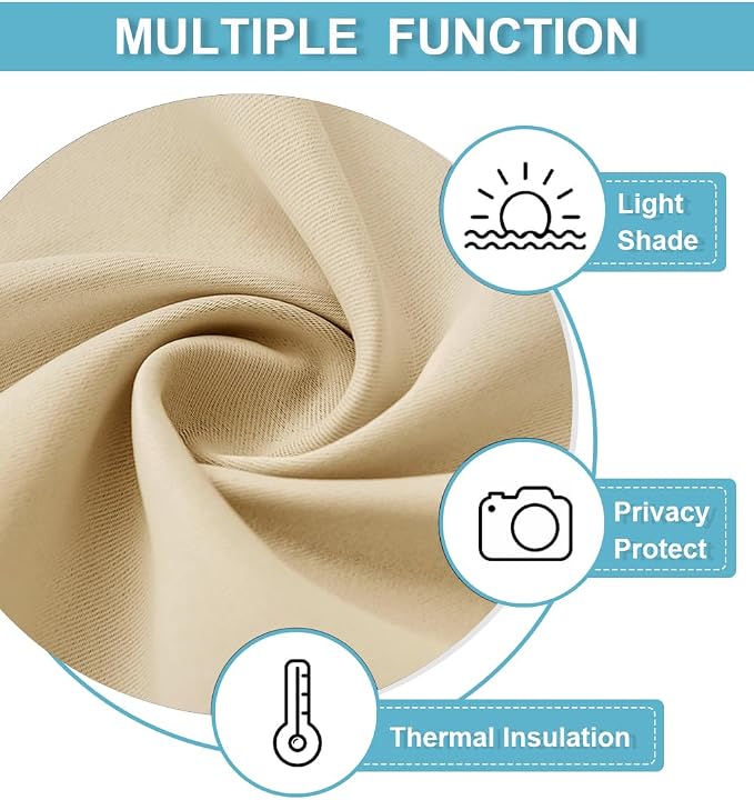 RYB HOME French Door Curtain 80 inch Long, Blackout Blinds for Patio Door | Thermal Insulated, Self Adhesive, Privacy, For Bedroom Kitchen Front Entry Front Back Door Glass Window, W34 x L80, 1 Panel - Image 7