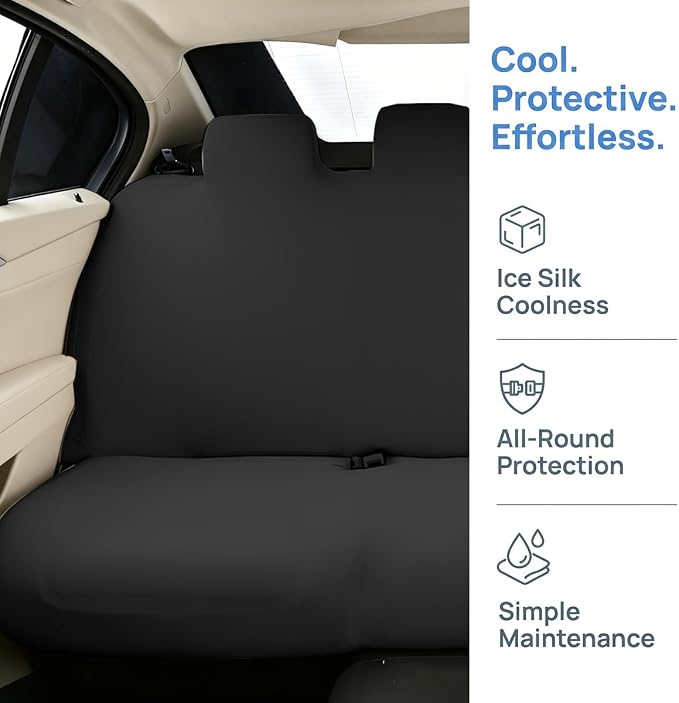 Car Seat Cover, Elastic Waterproof Dustproof Vehicle Back Seat Protector, Scratch Proof Automotive Interior Rear Bench Cover Accessories, Universal Fit (Black) - Image 5
