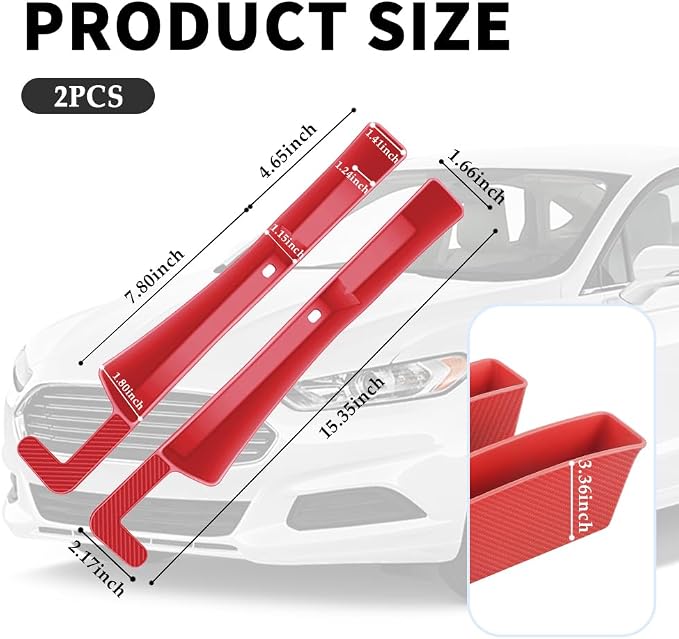 Stacool 2PCS New Car Seat Gap Filler with 2 Storage Areas,Stylish Car Seat Gap Storage for Stabilizing Phone,Keys Wallet,Universal Car Seat Gap Filler Organizer Interior Accessories (Carbon Red) - Image 2