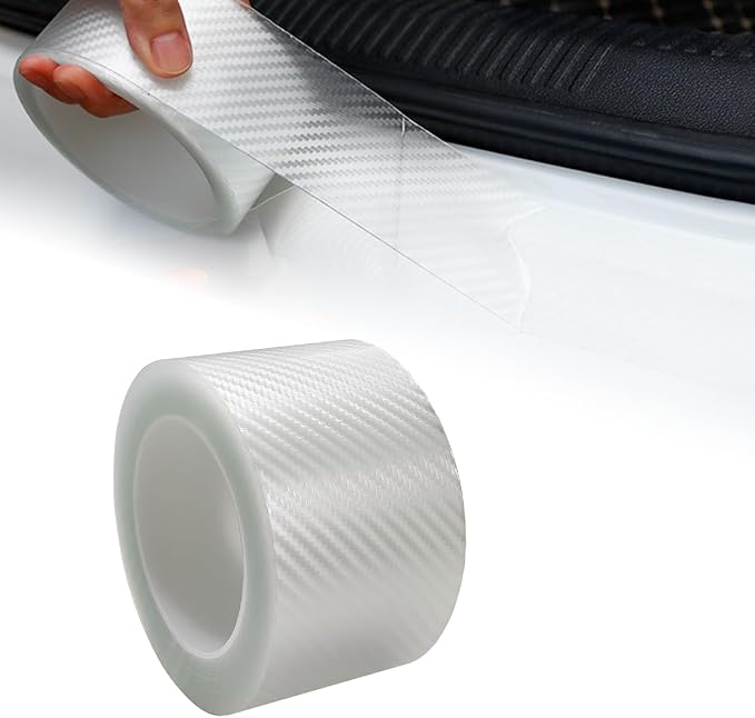 Car Door Edge Guards Door Sill Protector, 2.8In x 32.8Ft Door Entry Carbon Fiber Vinyl Wrap Film, Anti-Collision Bumper Guard Door Sill Scratch-Resistant Tape for Vehicle (Transparent) by Unknown