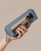 Clear Pencil Case for Kids,Cute Makeup Bag for Women(Slim, Blue) | Waterproof PVC Leather Cosmetic Pouch Zipper,Mini Travel Toiletry Bag for Women,Makeup Brushes Bag Storage and Orgainzer - Image 3