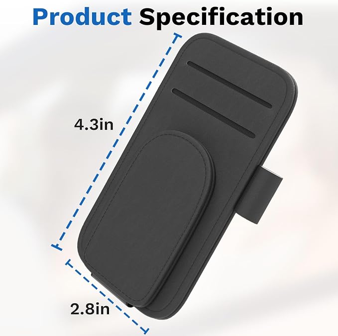 BFXM Sunglass Holder for Car and Truck Sun Visor Organizer Car Accessories | Sunglasses Holder Eyeglass Hanger Clip, Cars Sun Visor Ticket Card Holder Clip, Magnetic Leather Holder for Car Visor - Image 3