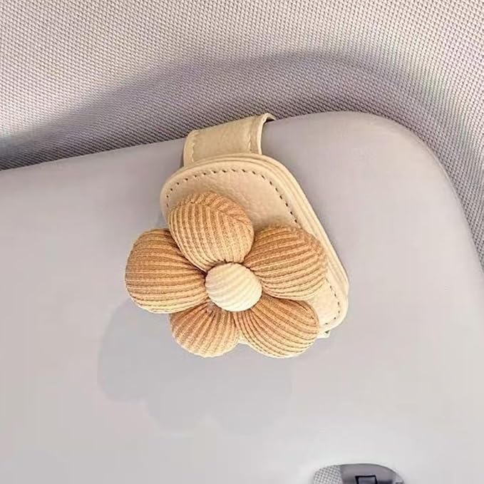 Flower Sunglass Holder for Car Visor – Decorative Sun Visor Clip,Eyeglass Hanger Organizer for Women,Scratch‑Free Glasses Storage Different Size Eyeglasses (Brown Flowers) by Unknown