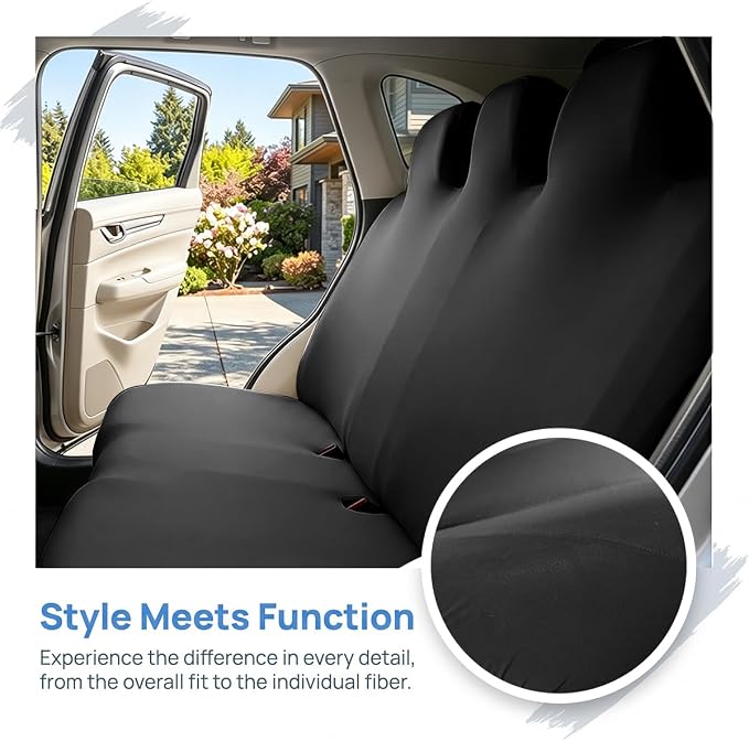 Car Seat Cover, Elastic Waterproof Dustproof Vehicle Back Seat Protector, Scratch Proof Automotive Interior Rear Bench Cover Accessories, Universal Fit (Black) - Image 4