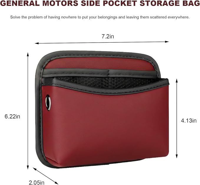 Car Seat Side Pocket Organizer, Multifunctional Leather Console Side Storage Pouch with Card Holder, Waterproof Phone & Sunglasses Pocket Bag for Car Door Seat Console (Red) - Image 2