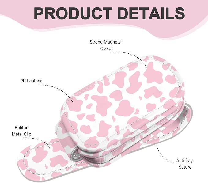 2 Pack Sunglass Holder for Car Visor, Universal Magnetic Car Sunglass Holder for Different Size Eyeglasses, Car Visor Accessories (Cow-Pink) - Image 2