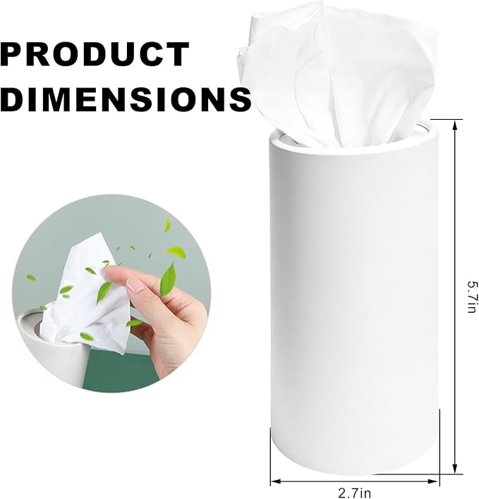 4 PCS Car Tissue Holder, Refillable Round Napkins Containers with Papers Inside, Convenient Travel Tissue Tubes Facial Paper Towel Cylinders for Vehicle Cup Holders (White) - Image 2