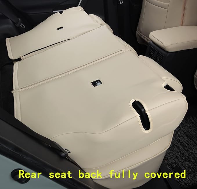 Custom Fit RAV4 (for Hybrid) Seat Covers Full Set for Toyota RAV4 Hybrid 2019 2020 2021 2022 2023 2024 2025 with Waterproof Faux Leather (Beige, LU01-Hybrid) - Image 4