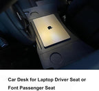 Car Laptop Desk Fit for Tesla Model Y 3 S X, Foldable Food Tray | Car Tray Table for Driver&Passenger, Eating & Working, Carbon Fiber Texture, Support Leg, Dual Hinge - Image 2