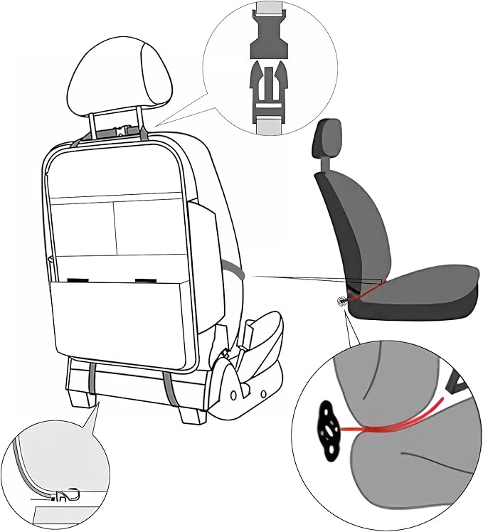 Seat Back Protector,Shields Seat Backs From Kicks and Adds Storage | kick mats back seat protector easy to install and clean, well-crafted, sturdy, durable and stylish.2 Pack - Image 6