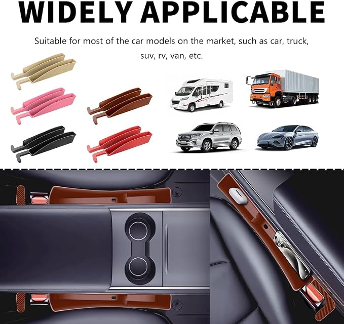 Stacool 2PCS New Car Seat Gap Filler with 2 Storage Areas,Stylish Car Seat Gap Storage for Stabilizing Phone,Keys Wallet,Universal Car Seat Gap Filler Organizer (Carbon Brown) - Image 7