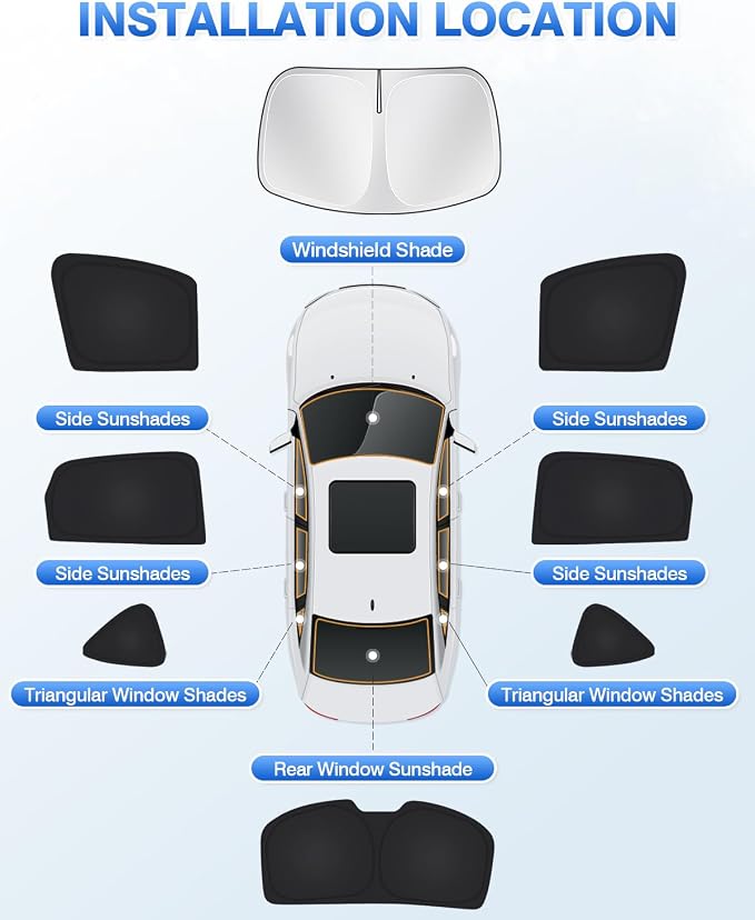 Canvcle Windshield Sunshade for Mazda CX-5 2017-2025 2026 CX5 Accessories Side Rear Window Shade Cover Kit Window Sun Blocker Privacy Protection Keep Vehicle Cool Black 8PCS - Image 6