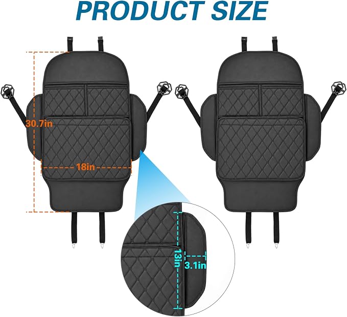 Anti-Kick Mats Seat Back Protector,Back Car Seat Protector Cover for Kids Feet with Storage Organizer,Protect Against Dirt and Scuffs,2 Pack (Black) - Image 3