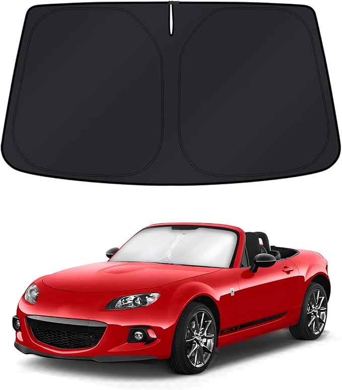 KUST Windshield Sun Shade for Mazda Miata MX-5 2009-2013 2014 2015 Window Accessories Shade Sun Visor Cover Foldable Block UV Rays by KUST