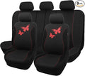 Flying Banner Butterfly car seat Covers ful Set Fashion Universal Lady Woman Female Rear Bench Split Colorized (Full Set, Red Black) by FlyingBanner