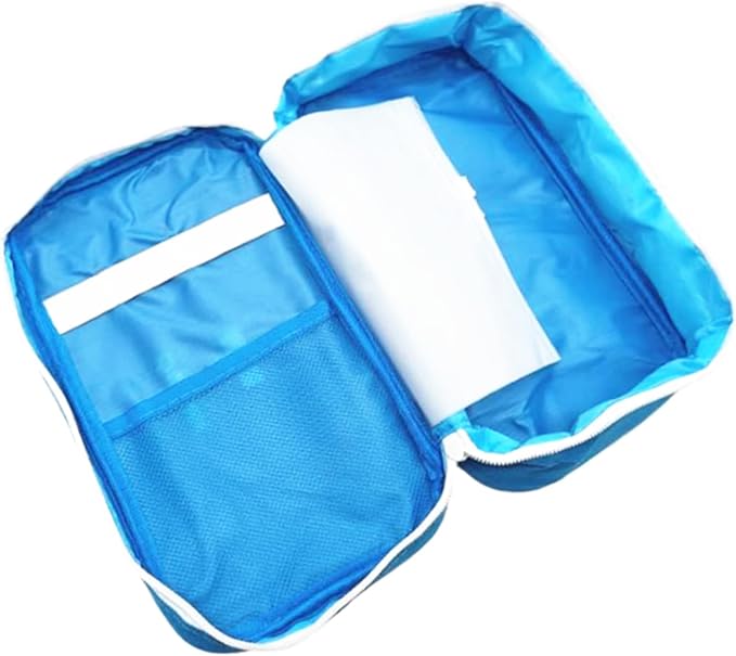 Red First Aid Bag Empty Travel Rescue Pouch First Responder Storage Medicine Emergency Bag for Car Home Office Kitchen Sport Outdoors (Blue with Handle) - Image 3