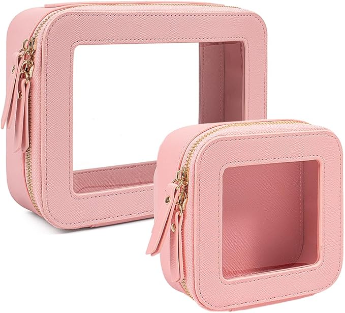 Travel Clear Makeup Bag Set, TSA Approved Cosmetic Bag Case with Zipper Portable Makeup Pouch Toiletry Bag Traveling Cosmetic Organizer Storage Bag Car Organizer Car Essentials by FFpaw