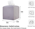 Tissue Box Cover 5X5X5'' PU Leather Tissue Holder Square Tissue Cube Box Organizer for Bathroom Vanity Countertop, Car, Night Stands, Office, Home, Kitchen (2Pack, Light Bray Purple) - Image 5