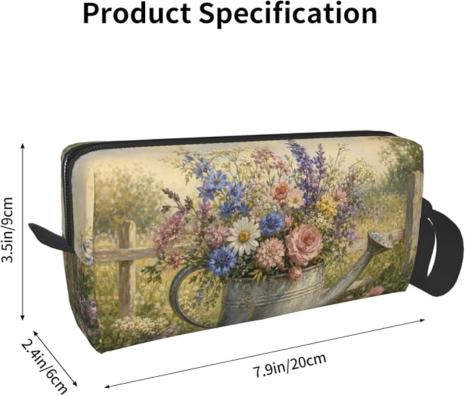 Watering Can Garden Bouquet Makeup Bag for Women, Cosmetic Pouch | Double-Sided Garden Watering Can Cosmetic Organizer with Foam Padding for Women, Travel, Gym, School, and Daily Storage - Image 3