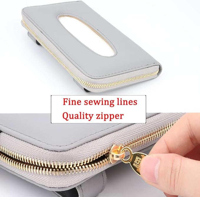 Car Visor Tissue Holder, Zipper Sun Visor Tissue Box for Car & Boat, Gray | Car accessory keep interior tidy, travel-friendly, installs on car visors fast, quick reload, fits Boat trucks SUVs - Image 3