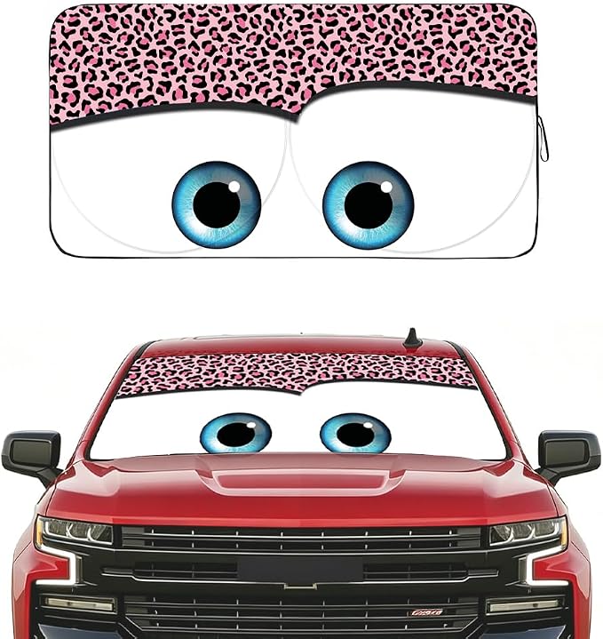 Gven Windshield Sun Shade Car Sun Shade 2026 Pink Car Accessories for Women Car Shades for Front Window Girly Windshield Cover Sunshades for Summer Heat Portection(Pink Leopard, S) by Gven